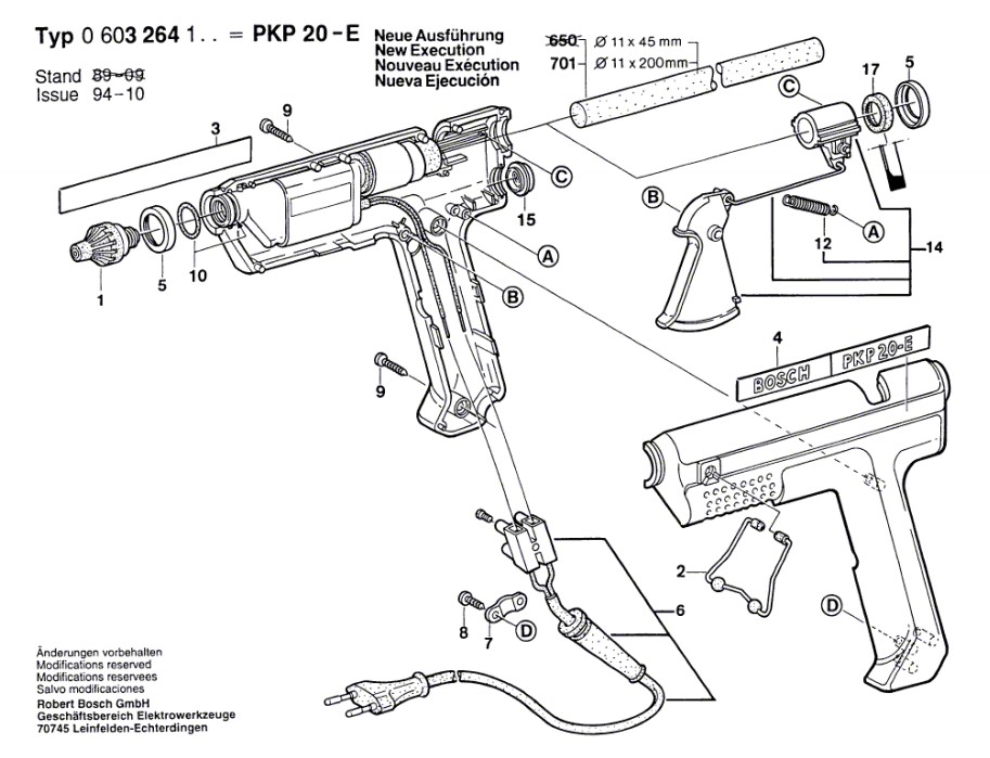 BOSCH PKP 30 LE Heißklebepistole original Bosch Ersatzteile 
