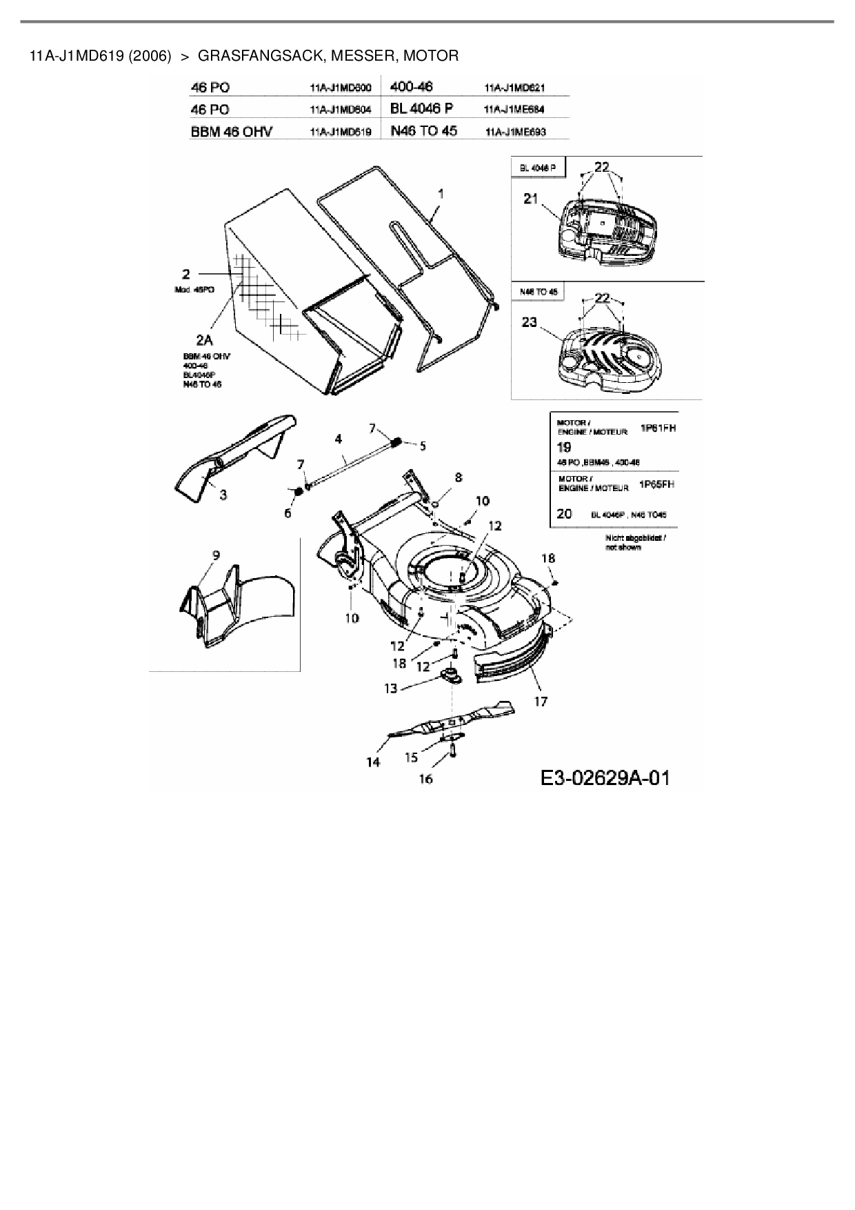 Budget Bbm 46 R Ohv Bedienungsanleitung Pdf Ersatzteile von Budget Motormäher BBM 46-OHV aus der Zeichnung Grasfa